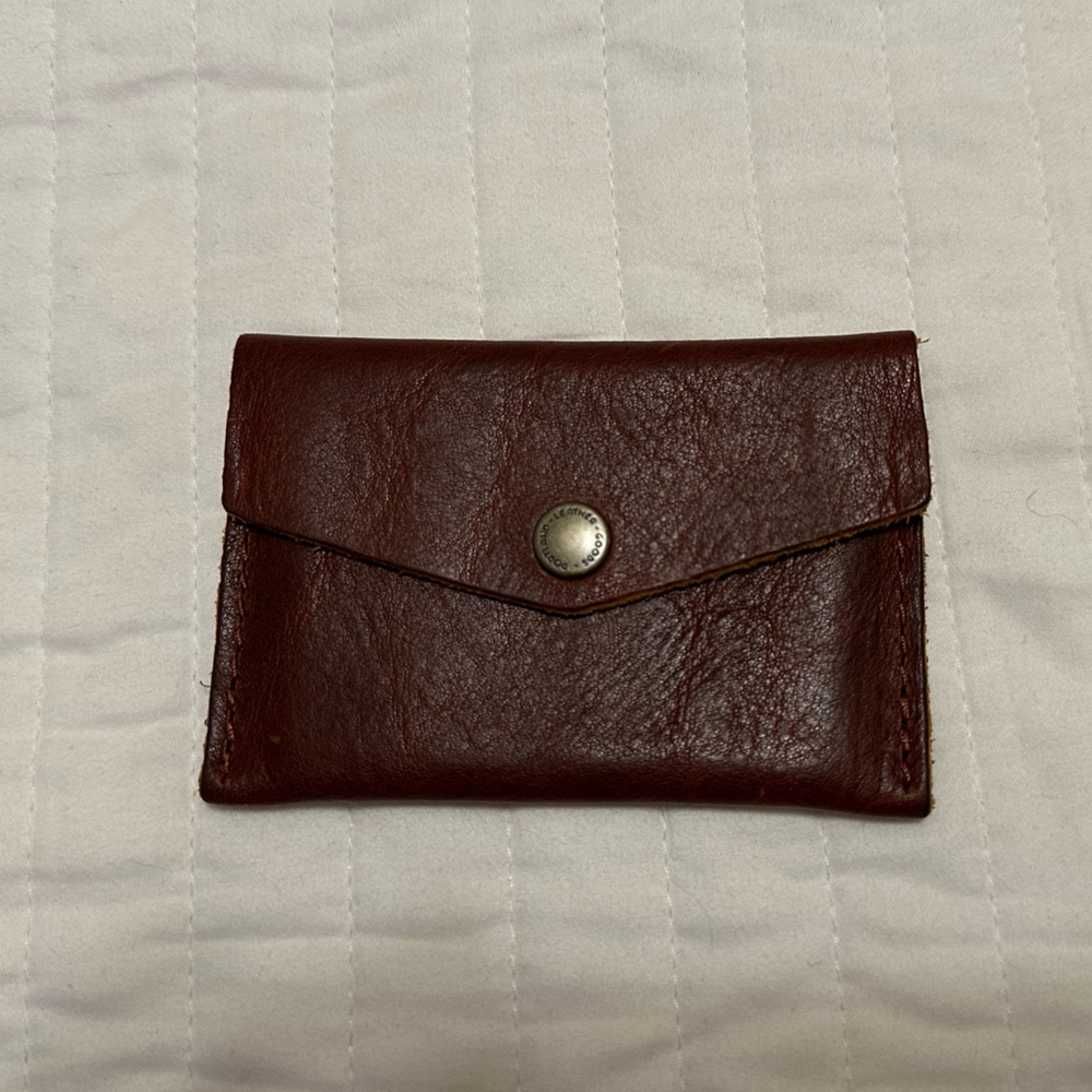 Portland Leather Goods Mini Envelope Wallet in Nutmeg Pebbled Leather